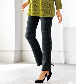 BELLUNA（ベルーナ）の「【あったか仕様♪】すっきり見え！裏ファーパンツ（フルレングスパンツ）」｜グレー系チェック