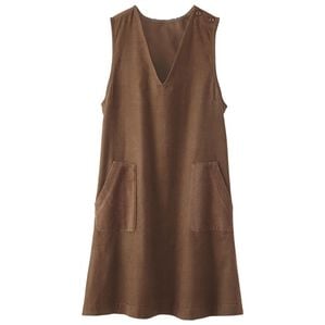 BELLUNA（ベルーナ）の「綿１００％コーデュロイ素材切替ジャンパードレス（チュニック）」｜ブラウン