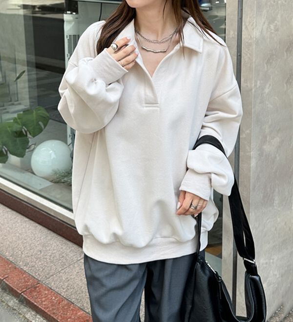 RANAN（ラナン）の「あったか裏起毛衿付きオーバーサイズスウェット（トレーナー・スウェット）」｜詳細画像