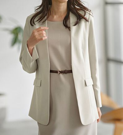 RANAN（ラナン）の「洗える！ノーカラーボックスジャケット（ノーカラージャケット）」