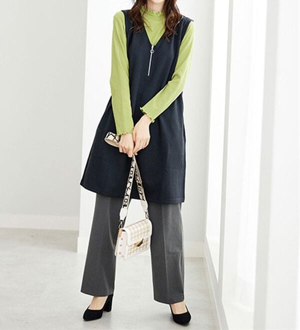 BELLUNA（ベルーナ）の「ボーダージャカード素材ジャンパースカート（ジャンパースカート）」｜詳細画像