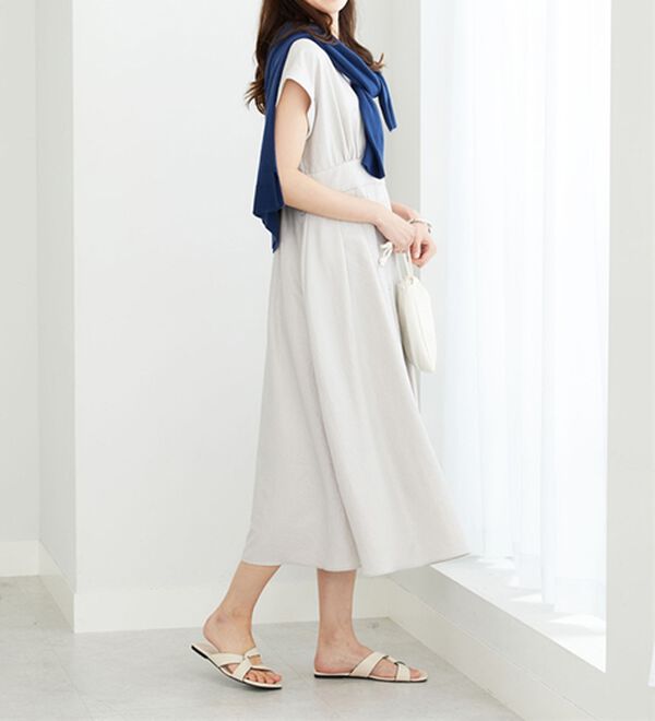 BELLUNA（ベルーナ）の「箔プリント麻調グリッターワンピース（その他ワンピース）」｜詳細画像