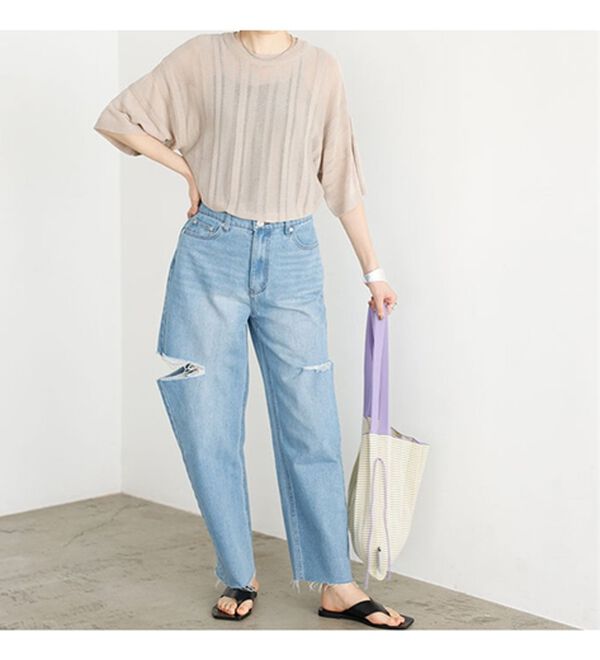 GeeRA（ジーラ）の「ジャカードストライプシアーニット（ニット・セーター）」｜詳細画像