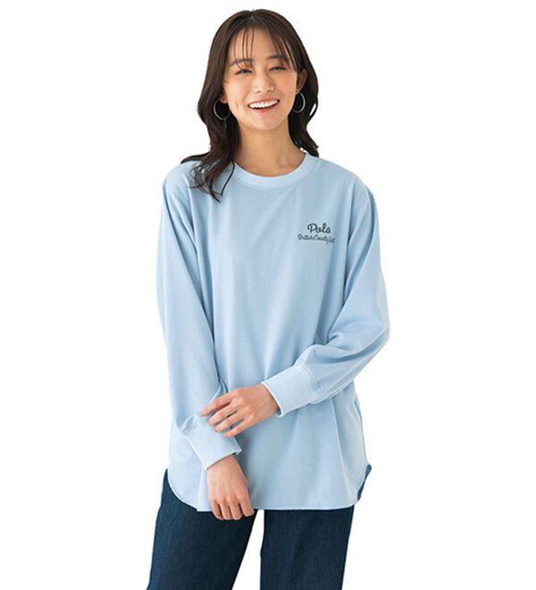 BELLUNA（ベルーナ）の「【ＰＯＬＯ　ＢＣＳ】ミニ裏毛素材デザイントップス（カットソー）」｜ブルーグレー