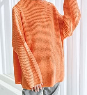 RANAN（ラナン）の「ふんわり！あぜ編ニットプルオーバー（ニット・セーター）」｜オレンジ