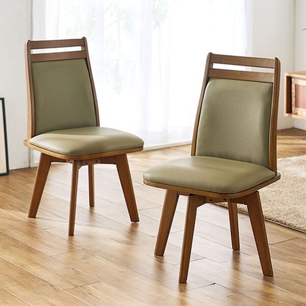 「お買得天然木回転チェア２脚組（椅子・チェア・スツール）」｜詳細画像