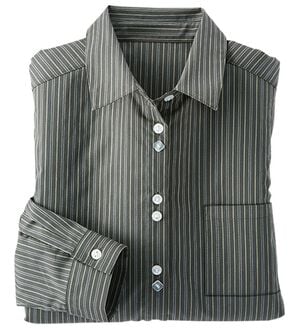 BELLUNA（ベルーナ）の「アイロンいらずの形態安定シャツ（シャツ）」｜グレー系ストライプ