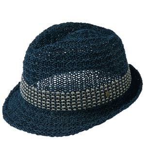 「＜ドン　ベルモード＞風が通る涼やか麻混中折れハット（メンズ帽子）」｜ネイビー