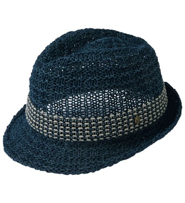 「＜ドン　ベルモード＞風が通る涼やか麻混中折れハット（メンズ帽子）」｜ネイビー