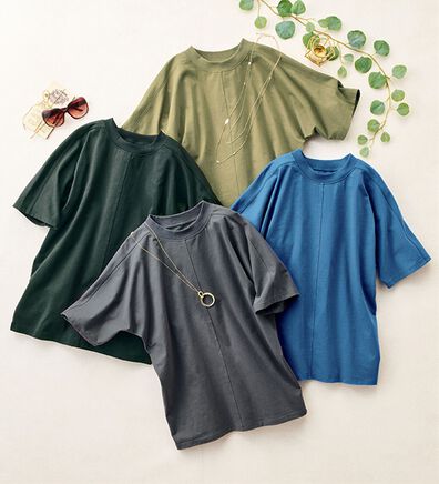 ルフラン（ルフラン）の「【４色組】機能付コットン天竺ドルマントップス（Tシャツ）」