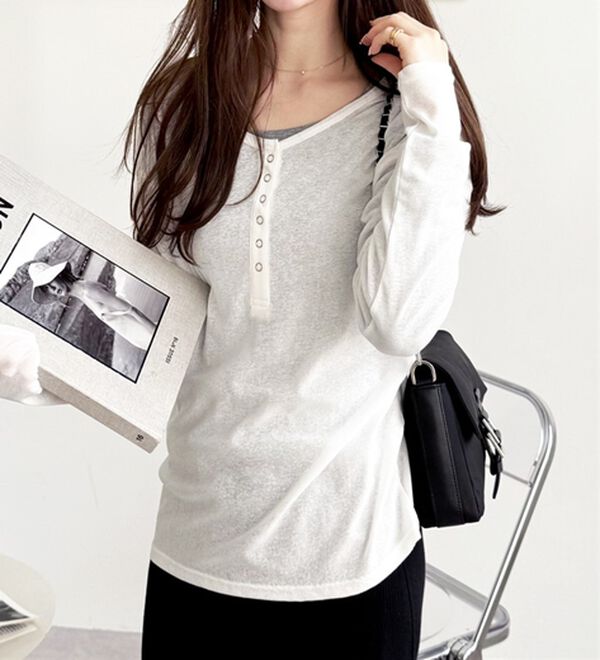 GeeRA（ジーラ）の「前後２ＷＡＹシアースラブヘンリーネックカットソー（カットソー）」｜詳細画像