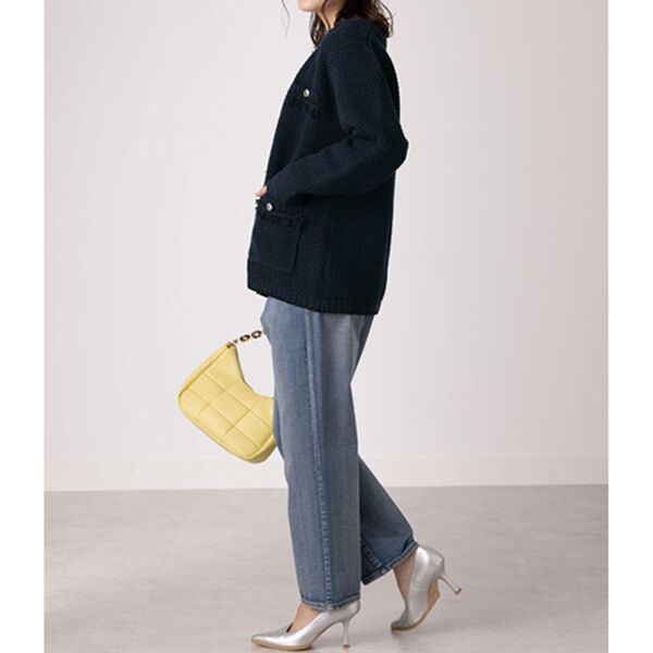 BELLUNA（ベルーナ）の「フリンジ使いノーカラーニットジャケット（その他ジャケット）」｜詳細画像