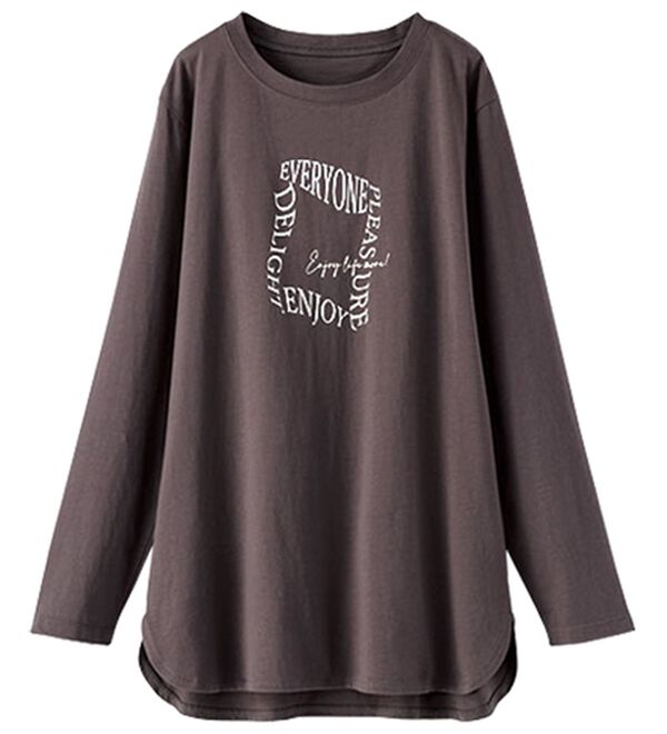 BELLUNA（ベルーナ）の「綿１００％ロゴプリントプルオーバー（カットソー）」｜チャコール