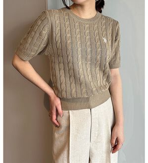 RANAN（ラナン）の「＜Ｕ．Ｓ．ＰＯＬＯ　ＡＳＳＮ．＞ワンポイント半袖ケーブルニット（ニット・セーター）」｜ベージュ