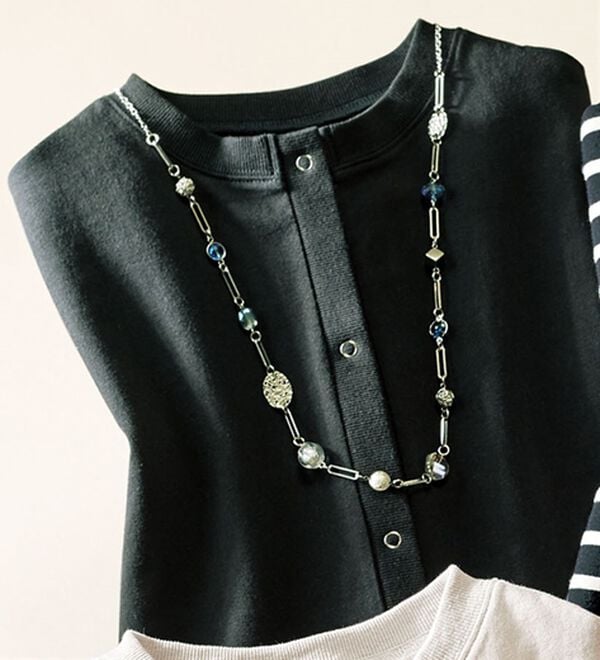 ルフラン（ルフラン）の「年中使える！前あき軽やかトレーナー（その他カーディガン）」｜黒