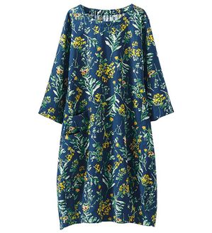 花17新品No'bile10800円 綿麻 ステッチ付ゆったりチュニック 花17新品No'bile10800円 綿麻 ステッチ付ゆったりチュニック 花