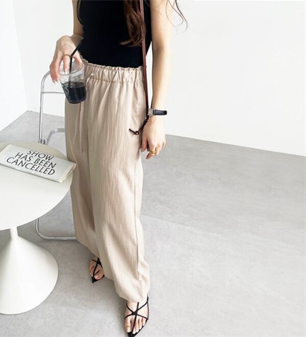 GeeRA（ジーラ）の「冷感リネン風イージーワイドパンツ（ワイドパンツ・ガウチョ）」｜詳細画像
