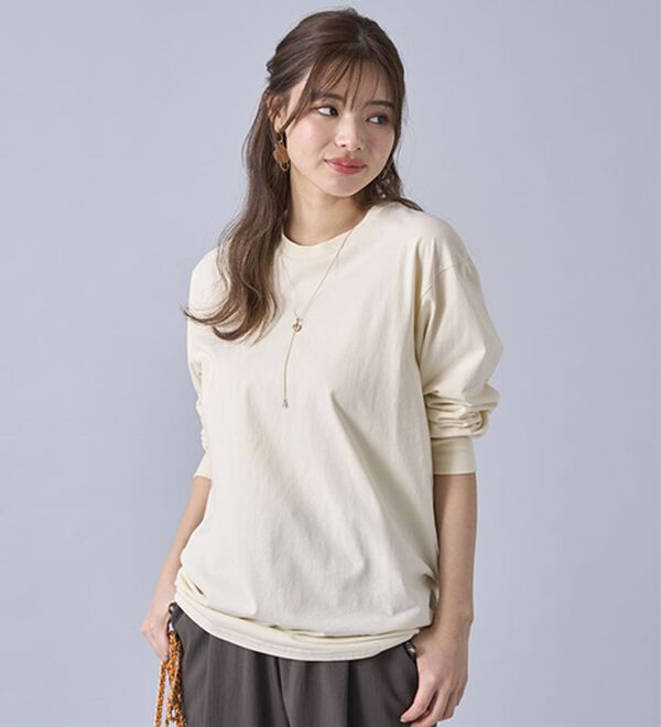 BELLUNA（ベルーナ）の「強撚綿１００％長袖プルオーバー（カットソー）」｜詳細画像