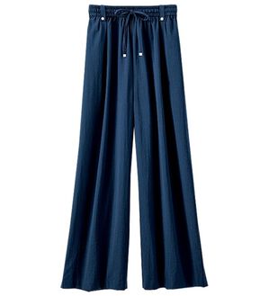 BELLUNA（ベルーナ）の「サラリ快適！ビンテージ調ワイドパンツ（ワイドパンツ・ガウチョ）」｜ディープネイビー