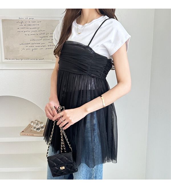 GeeRA（ジーラ）の「ラメチュールギャザーキャミチュニック（チュニック）」｜詳細画像