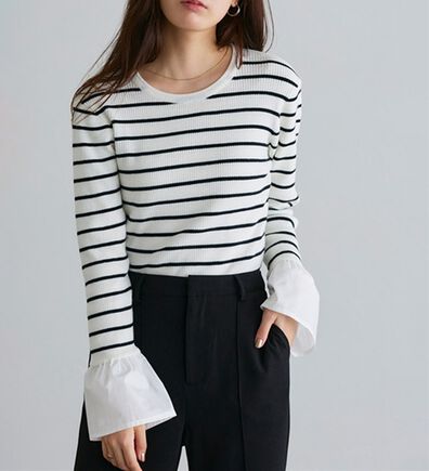 Pierrot（ピエロ）の「選べる袖デザインリブニット（ニット・セーター）」