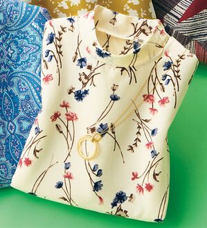 ルフラン（ルフラン）の「さらり華やかプルオーバー（カットソー）」｜ベージュ花柄