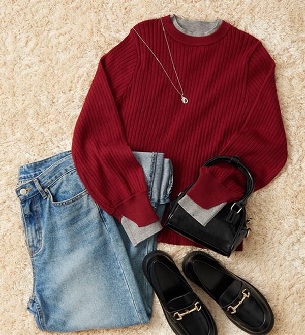 GeeRA（ジーラ）の「【再入荷】レイヤード風モチっと柔らかリブニット（ニット・セーター）」｜詳細画像