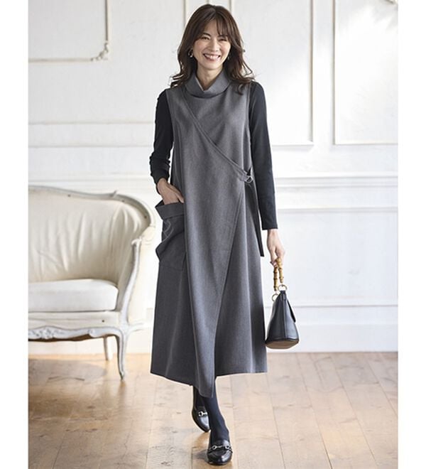 BELLUNA（ベルーナ）の「気分が上がる♪ハイネックデザインワンピース（その他ワンピース）」｜詳細画像