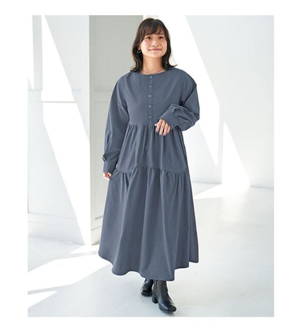 BELLUNA（ベルーナ）の「ウエストギャザーゆったりワンピース（その他ワンピース）」｜詳細画像