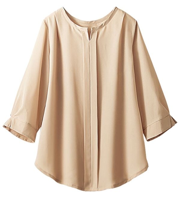 BELLUNA（ベルーナ）の「ひんやり機能付！袖タックキーネックブラウス（ブラウス）」｜詳細画像