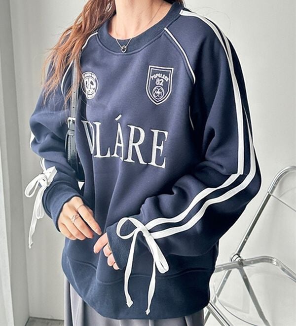 GeeRA（ジーラ）の「サイドラインリボンゲーム裏起毛スウェット（トレーナー・スウェット）」｜詳細画像