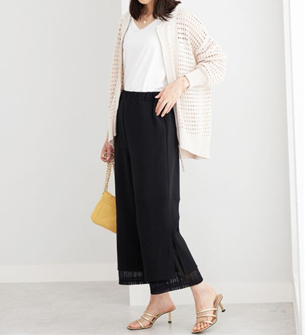 BELLUNA（ベルーナ）の「【Ｌａｇｒｉｌｕａ】裾レース使いアシメ切替デザインパンツ（ワイドパンツ・ガウチョ）」｜詳細画像