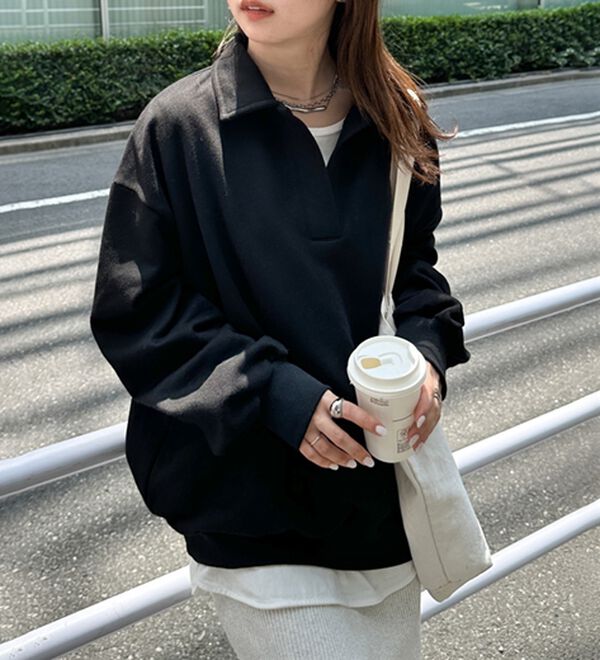 RANAN（ラナン）の「あったか裏起毛衿付きオーバーサイズスウェット（トレーナー・スウェット）」｜詳細画像