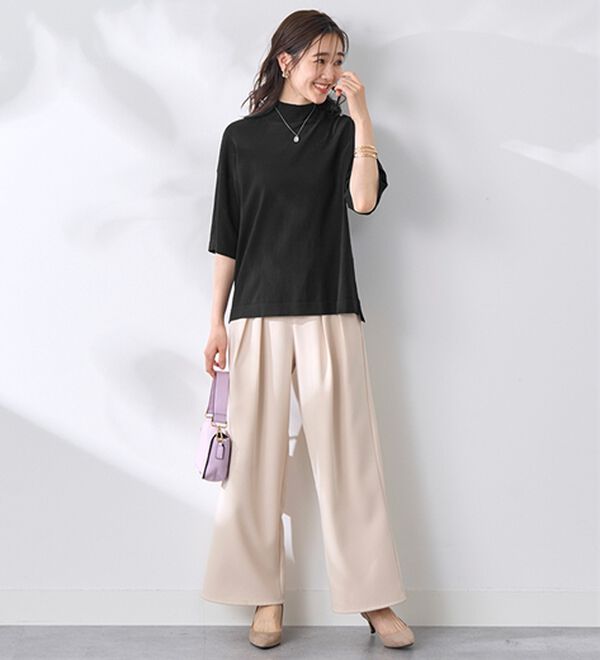 BELLUNA（ベルーナ）の「【選べるデザイン】Ｔシャツが苦手な方に！ひんやり綿混ニットＴ（ニット・セーター）」｜詳細画像