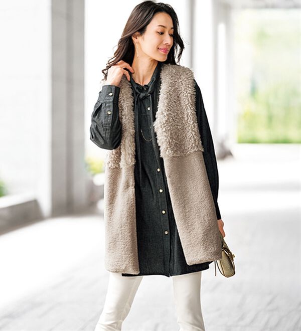 デニム素材ボウタイデザインチュニック - ベルーナ【公式】