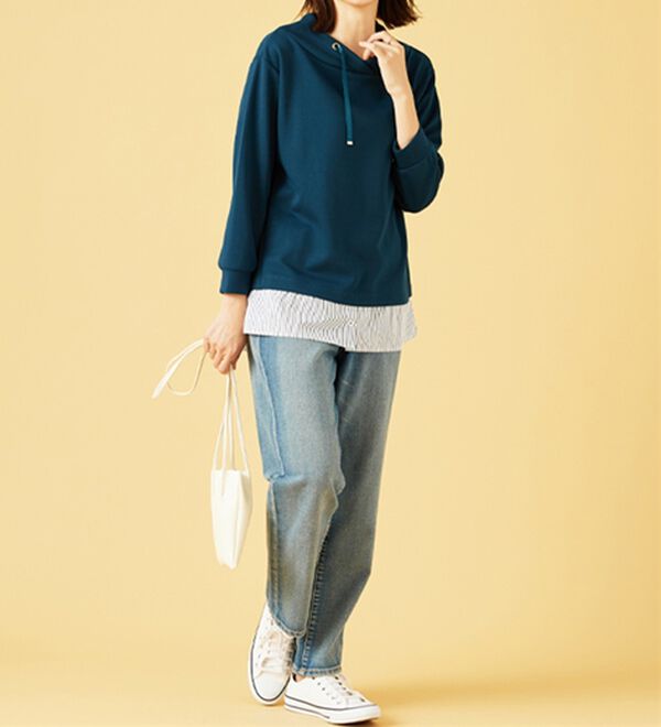 BELLUNA（ベルーナ）の「ワイドネックデザインシャツ切替チュニック（チュニック）」｜詳細画像