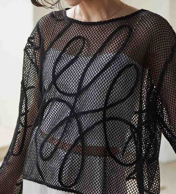 RANAN（ラナン）の「コード刺繍シアーメッシュTシャツ（カットソー）」｜詳細画像