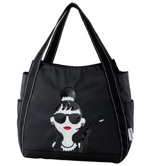 BELLUNA（ベルーナ）の「＜ハッピーフェイス＞スパンコール刺しゅうバッグ（トートバッグ）」｜ブラック