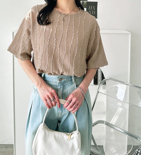 GeeRA（ジーラ）の「シャギージャカードＴシャツ（カットソー）」｜詳細画像