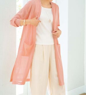 ルフラン（ルフラン）の「上品ロングカーディガン（ニットカーディガン）」｜ピンク