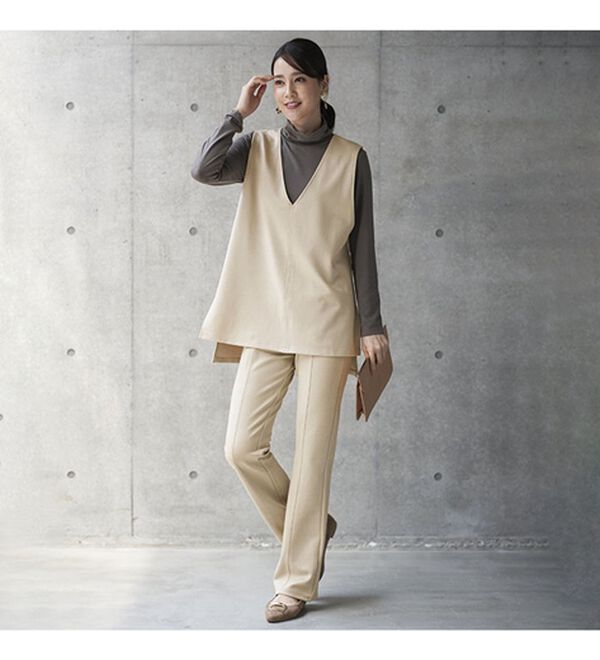 BELLUNA（ベルーナ）の「日本製ウール入りポンチＶネックベスト（ベスト）」｜詳細画像