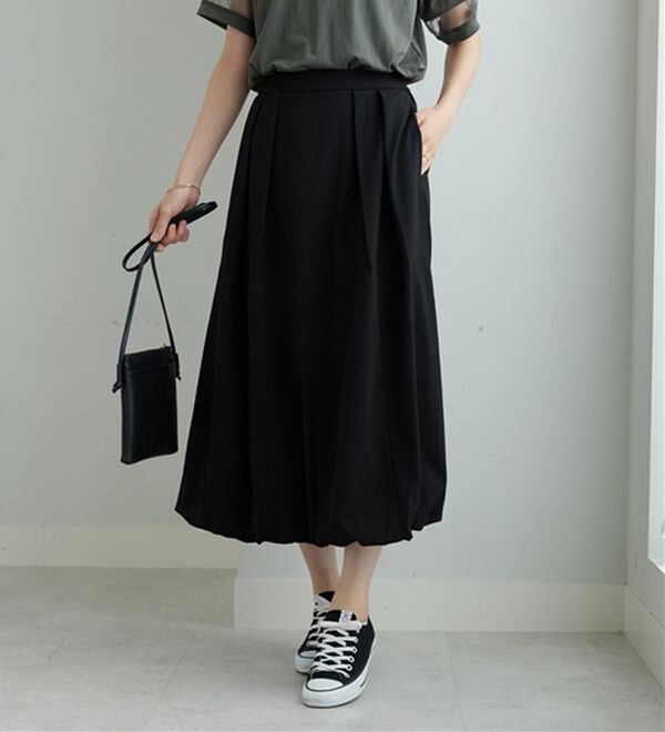 BELLUNA（ベルーナ）の「しぼ感素材バルーンスカート（ロングスカート）」｜詳細画像