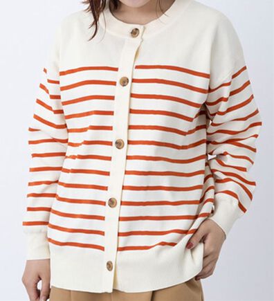 BELLUNA（ベルーナ）の「ボーダークルーネックカーディガン（ニットカーディガン）」