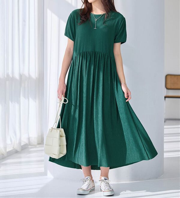 Viola e Viola（ヴィオラ エ ヴィオラ）の「【５つの機能付】楽ちんジャカードワンピース（カットソーワンピース）」｜詳細画像