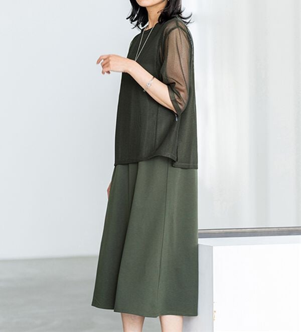 BELLUNA（ベルーナ）の「涼やかメッシュ&times;ワンピースアンサンブル（その他ワンピース）」｜詳細画像