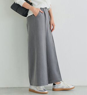 Pierrot（ピエロ）の「【選べる丈】楽ちんきれい高見えワイドパンツ（ワイドパンツ・ガウチョ）」｜杢チャコール
