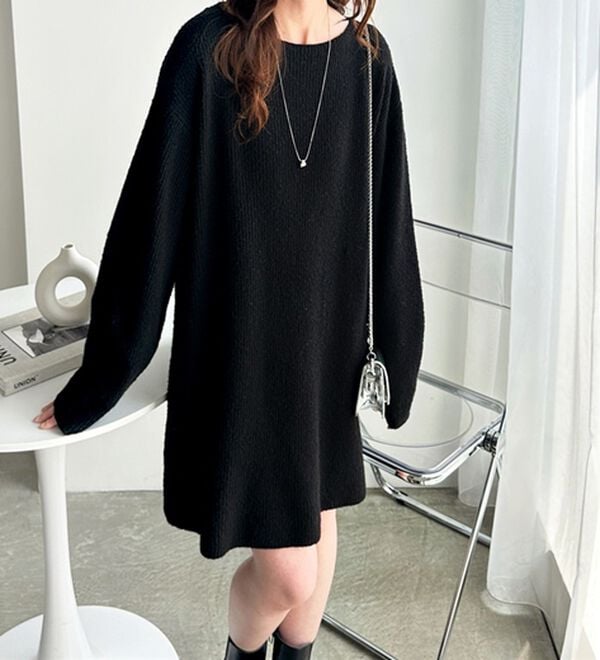 GeeRA（ジーラ）の「ボートネックミニ丈ニットワンピース（ニットワンピース）」｜詳細画像