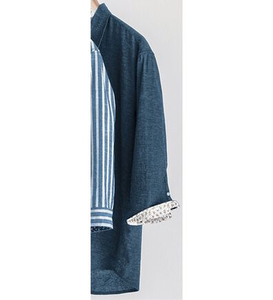 「リネンブレンド７分袖シャツ（メンズシャツ）」