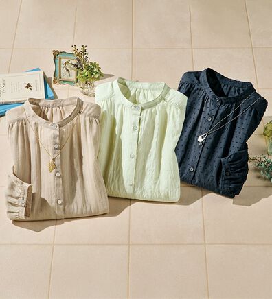 ルフラン（ルフラン）の「【３色組】風通る。３つドビーのコットンブラウス（ブラウス）」