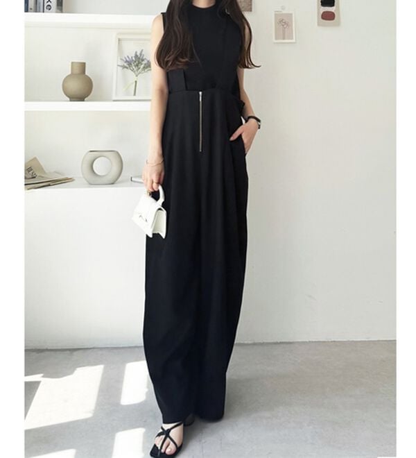 GeeRA（ジーラ）の「フロントジップハイウエストサロペット（オールインワン）」｜詳細画像